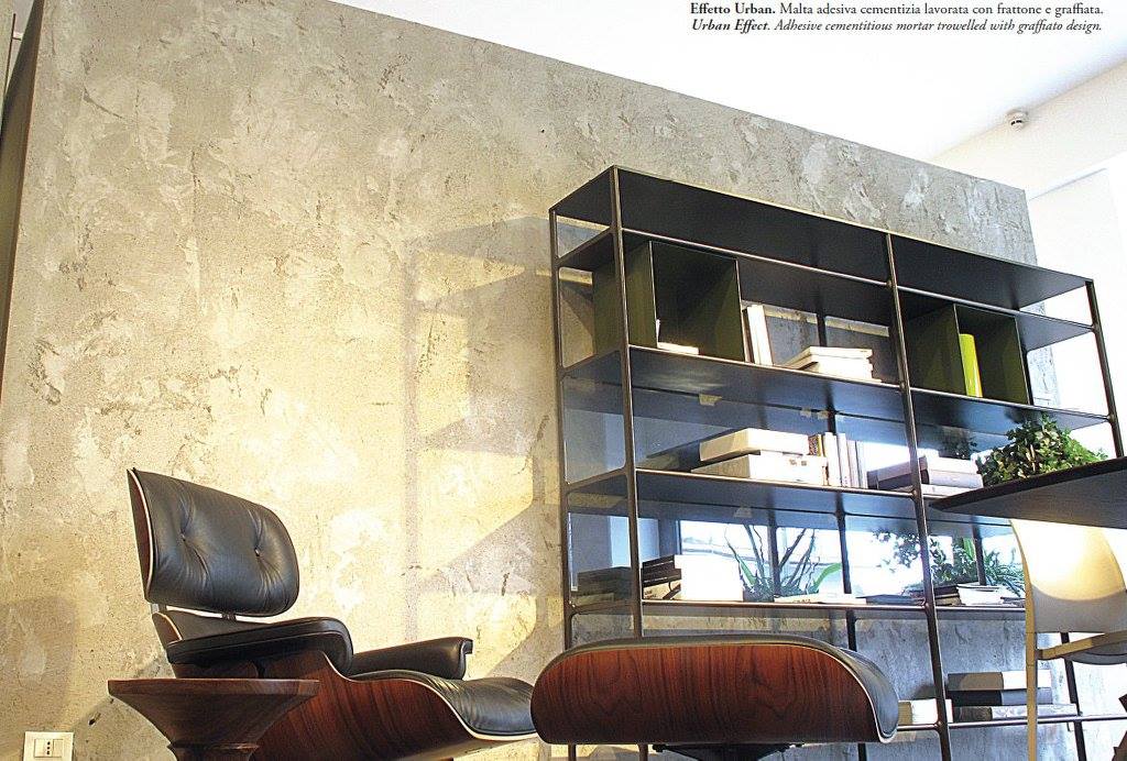 Ambiente premium con finitura murale effetto materico